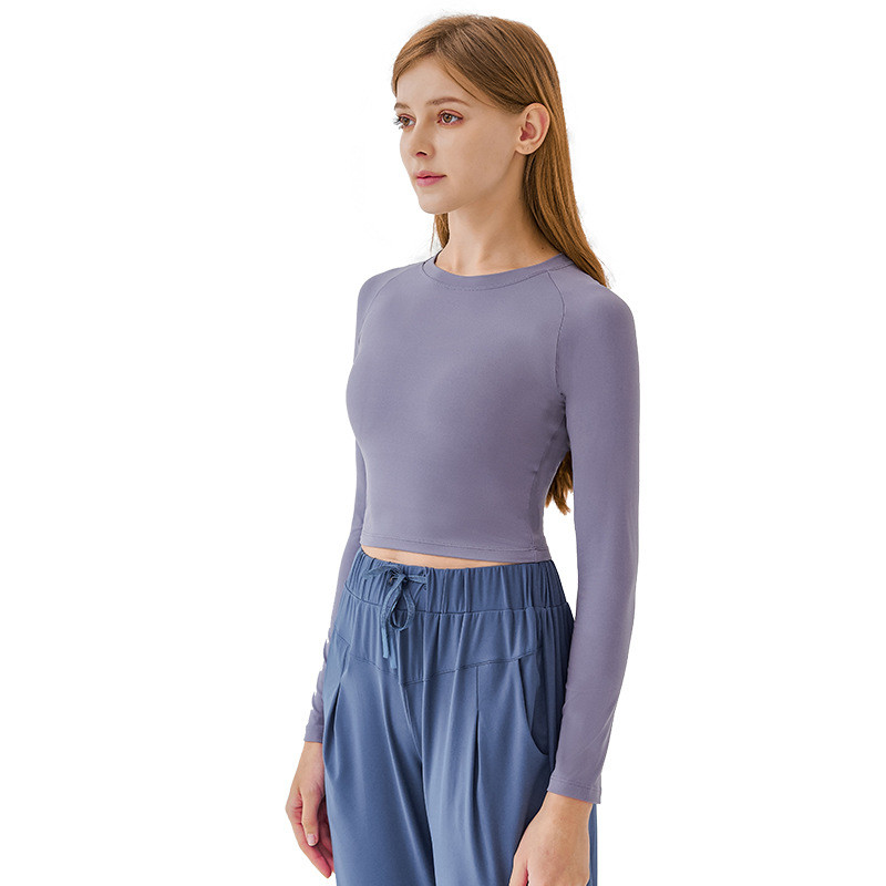 Pro Skin Breathable Long Sleeve Workout Ladies Yoga Tops Slim Fit Casual Shirts