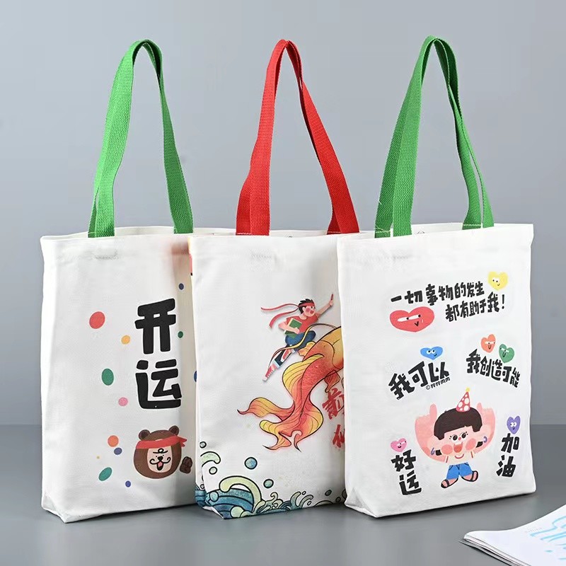 Cotton Material Eco Canvas Bags Repeatedly Used Travel Convenient Shopping