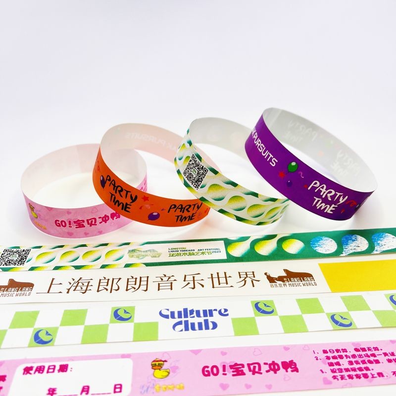 Custom Logo Printed Waterproof wristbands tyvek paper with Sequential Numbering Barcoding