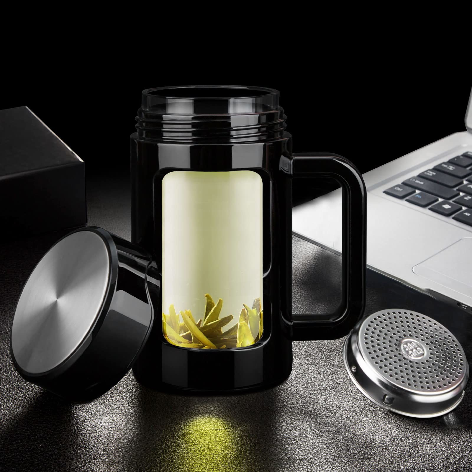 Multipurpose Office Business Gift Portable Glass Water Bottle With Handle Glass Bottle With Tea Strainer Unique Tea Separation Design And Functionalit