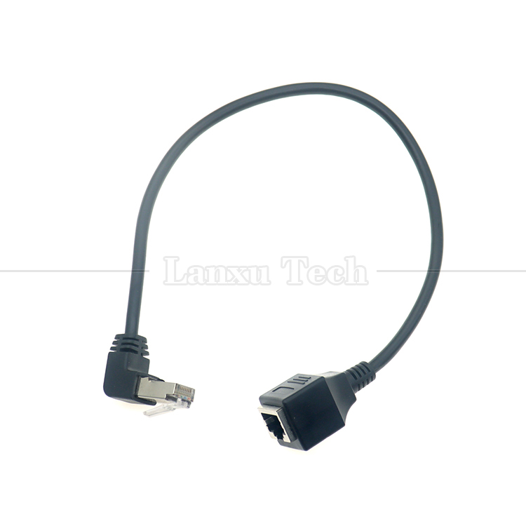 90 Degree Angle RJ45 Male to RJ45 Female Socket Cat5e Ethernet Lan Cable