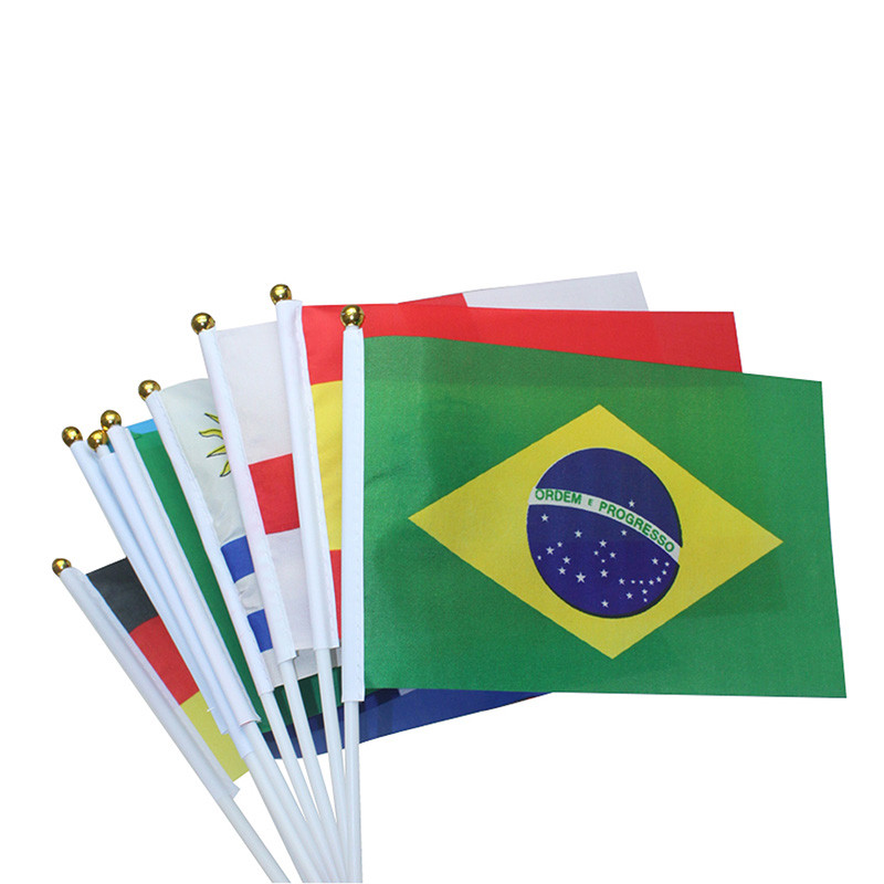 Custom Outdoor Country Mini Flags Hand Held Polyester Fabric Soft And Washable