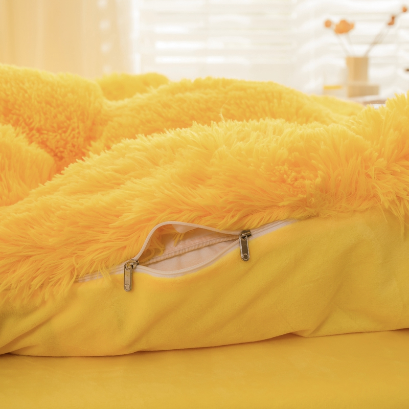 European and American Style Solid Color Thickened Warm Mink Velvet Duvet Bedding Set