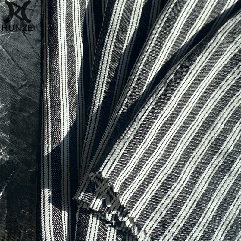 Striped Soft Textured Polyester Cotton Blend Fabric for Women's Clothing and Dresses