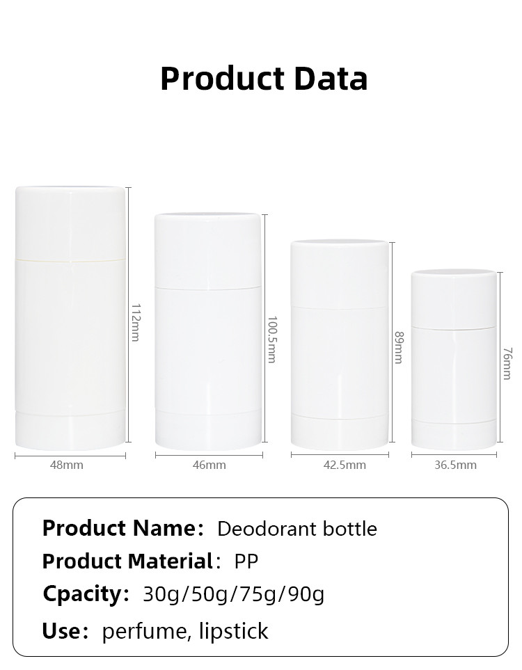PP PCR Twist Up Deodorant Stick Suncreen Tube Container 30g 50g 75g 90g