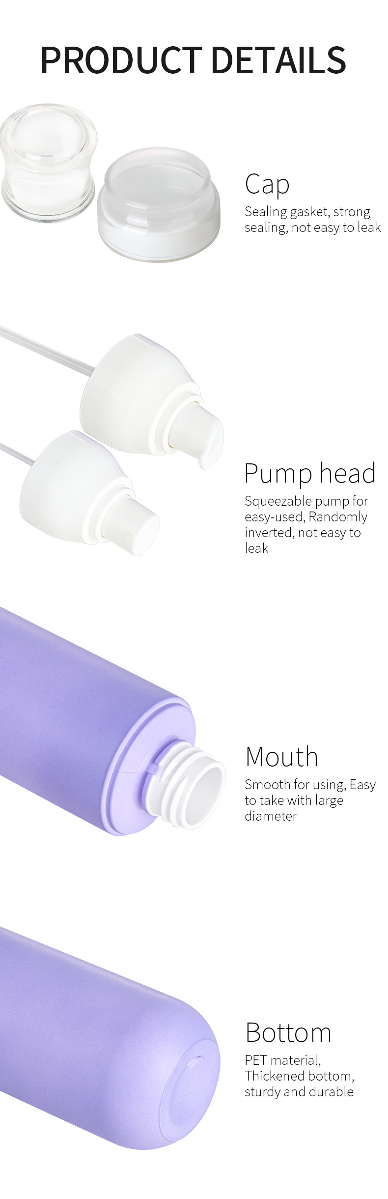 Violet 4 Oz PET Matte Plastic Serum Lotion Fine Mist Spray Bottle 2 Oz Face Cream Cosmetic Jar Set