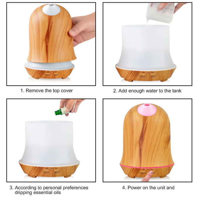 7 Color LED Light Changing Wood Grain Cool Mist Humidifier