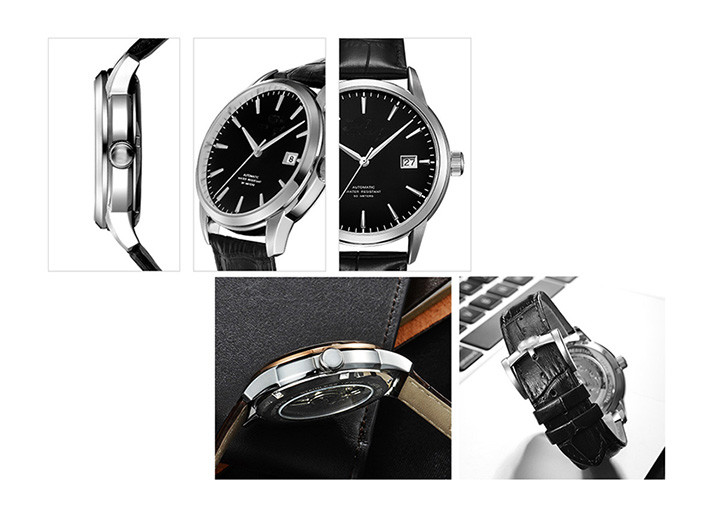 25 Jewels Stainless Steel Automatic Watch Swiss ETA 2824 Copper Gold Hands