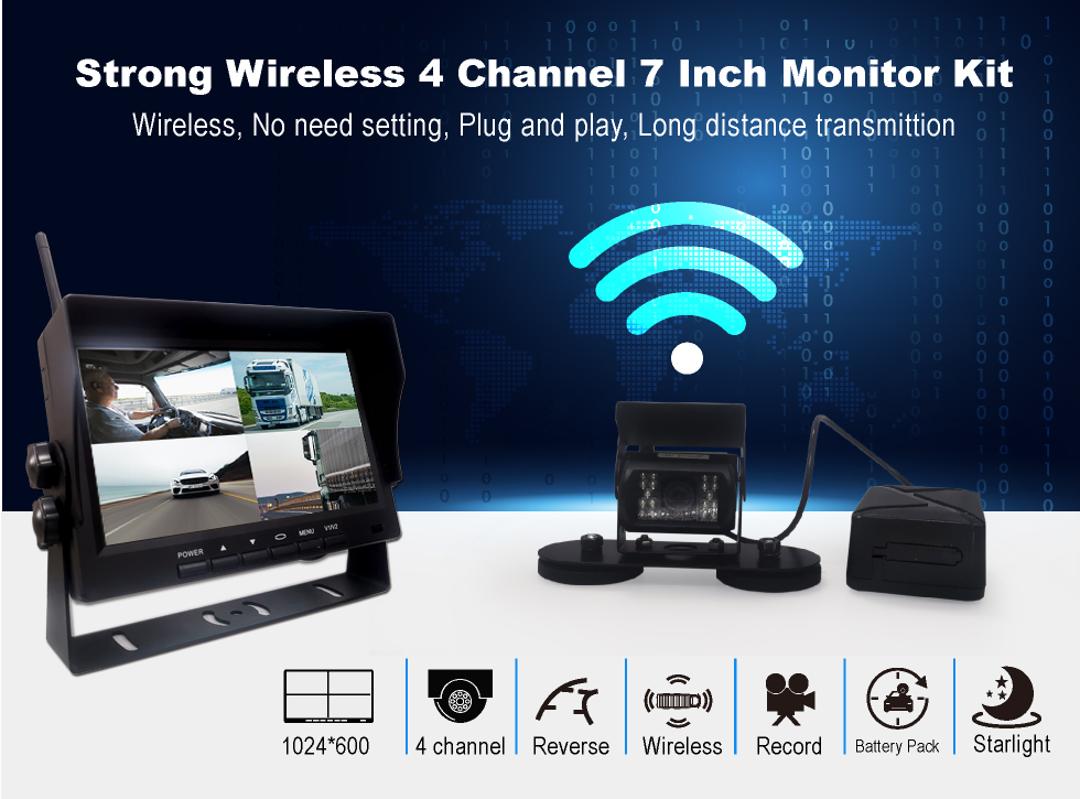 7 Inch Full View IPS HD MDVR Monitor Supporting 2CH 4CH Video Recording