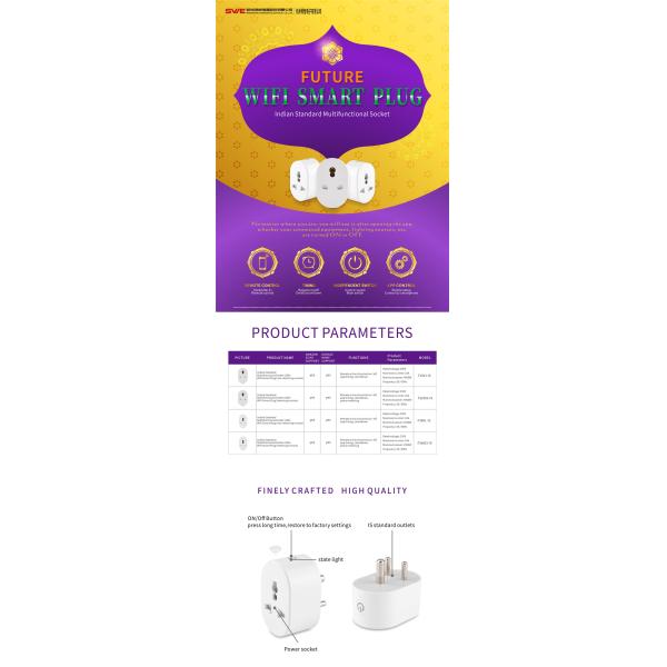 Oval Indian Standard 10A Multi-function Wi-Fi Smart Plug Socket-Metering Version