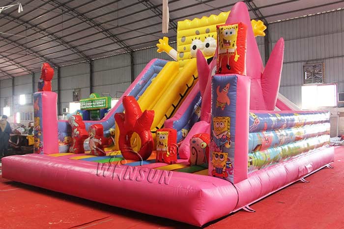 7 X 6m Size Inflatable Bounce House Air Bouncer SpongeBob Theme WSC-275