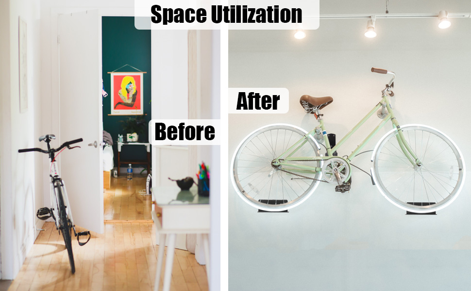 Bike Wall Mount Storage Hanger Stand Bicycle Cycling Rear Rack with 4mm-5mm thickness