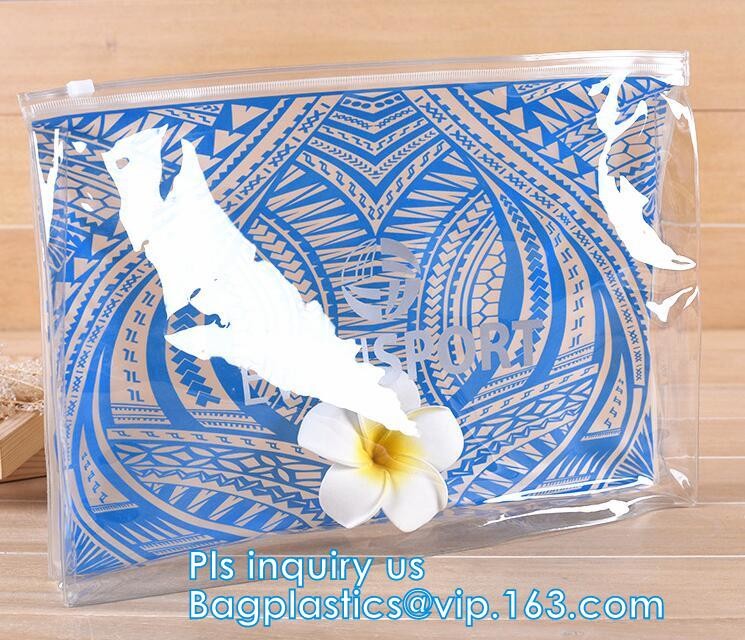 zipper slider travel cosmetic bag, commodity package bag, Promotional Transparent Cosmetic PVC Bag Slider Zip Bags Clear