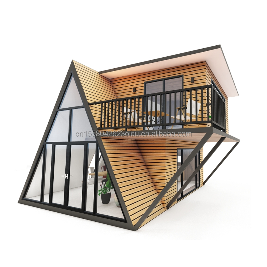 Triangle Shape Container House Wooden Houses Prefab Home with Wall 50/75/100mm Wave Sandwich Panel