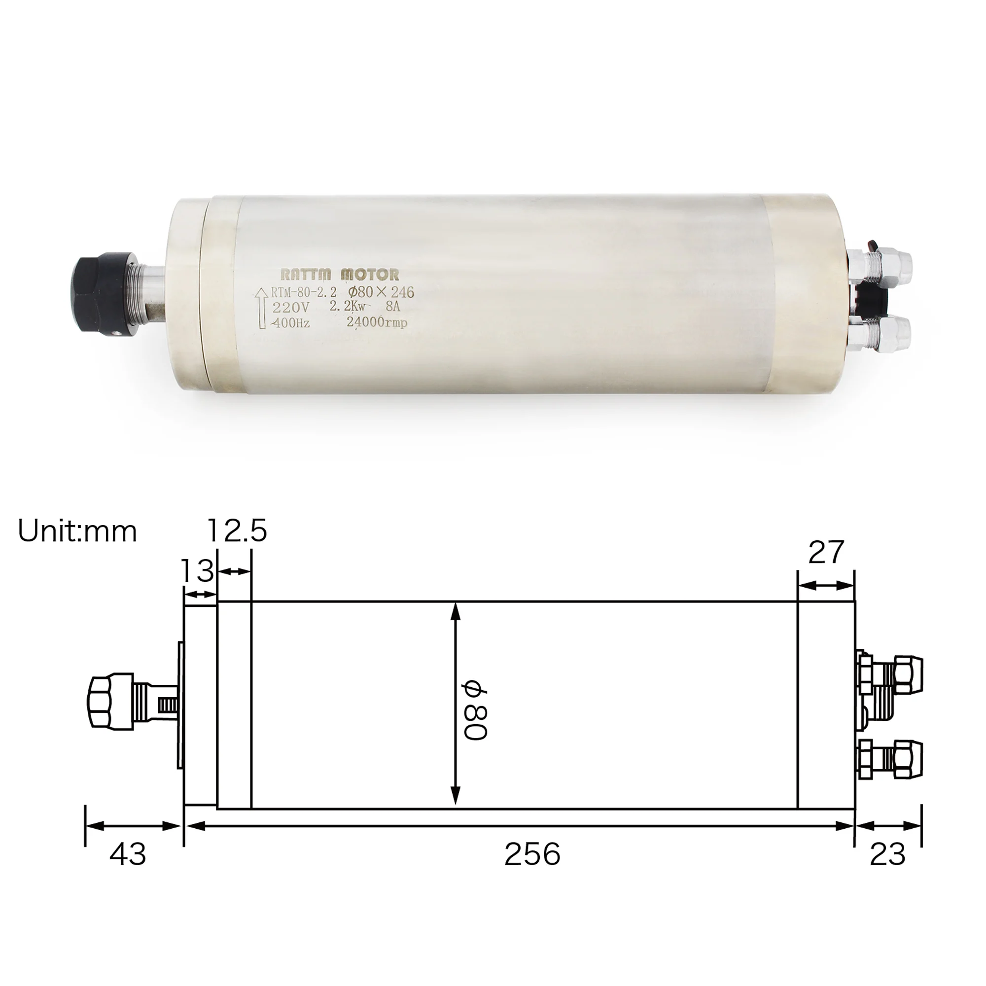 2.2kw Water Cooled Spindle Motor 220V Metal Engraving Waterproof For CNC Router