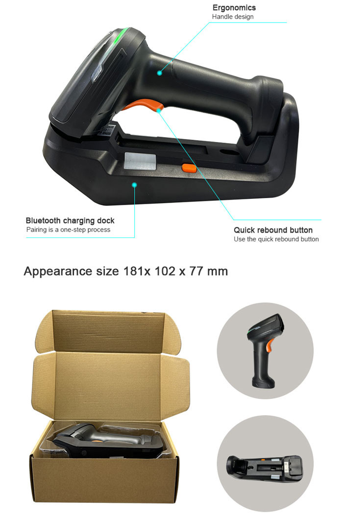 RAKINDA S2-2 Industrial DPM 2D Barcode Scanner to Scan Engraved PDF417 Code on Stainless Steel Surface USB Cable