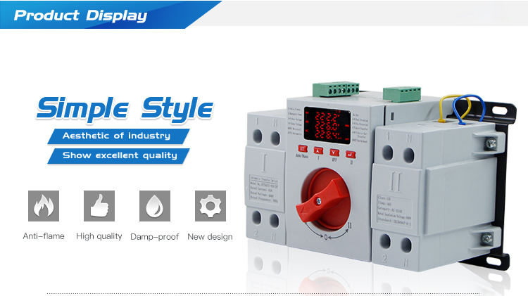 Intelligent Good quality 63A LED display dual(double) power automatic transfer switch in changeover switch