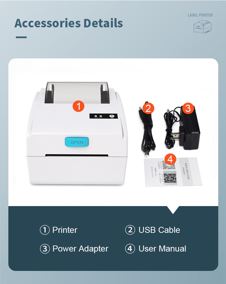 White 80mm Label Thermal Printer Ethernet USB Bluetooth Optional