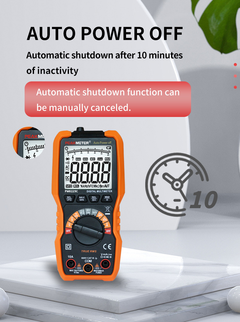 Auto Range True RMS Digital Multimeter 6000 Counts 600μA - 10A AC/DC NCV Detection