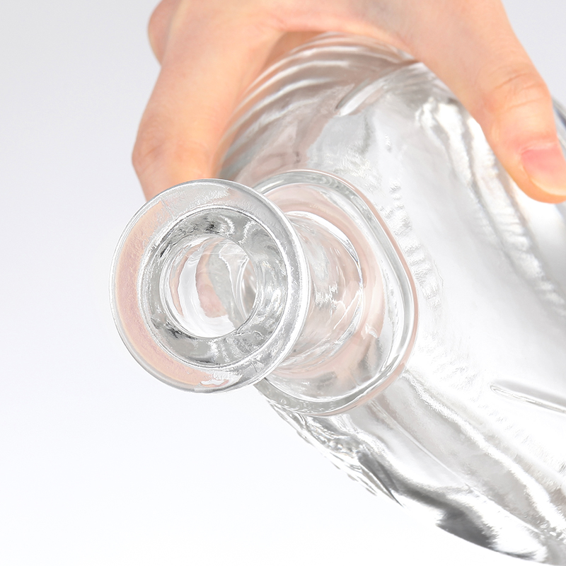 Glass Collar Material Clear 500ml 750ml Whisky Rum Gin Tequila Liquor Bottle with Cork