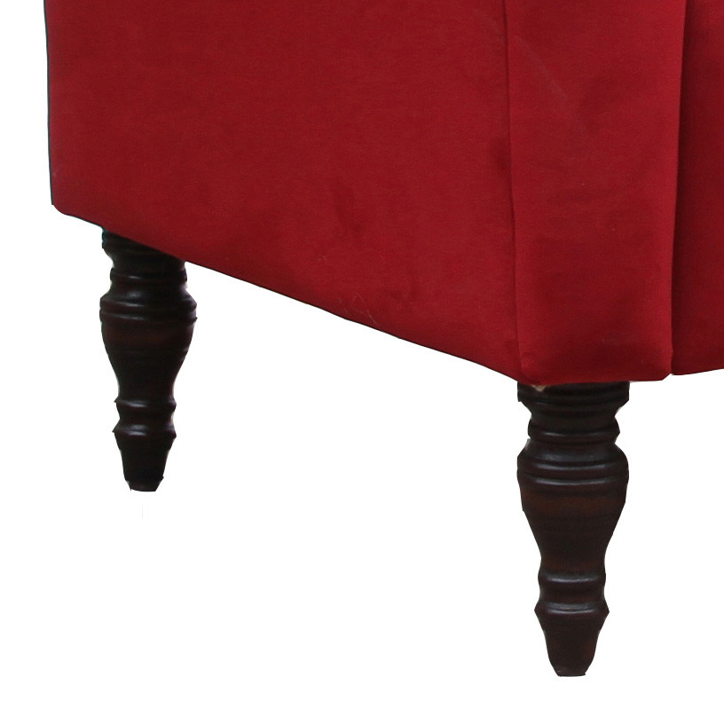 Wooden Leg L176cm Red Velvet 2 Seater Sofa Contemporary velvet sofa