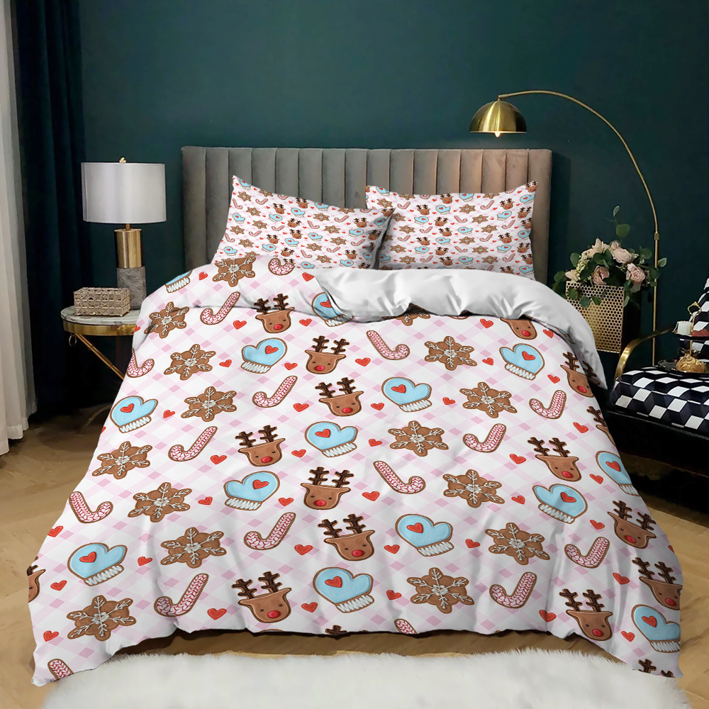40 Fabric Count Christmas Decor Duvet Cover Santa Happy Gift 3D Digital Printing Red Comforter Bed Set