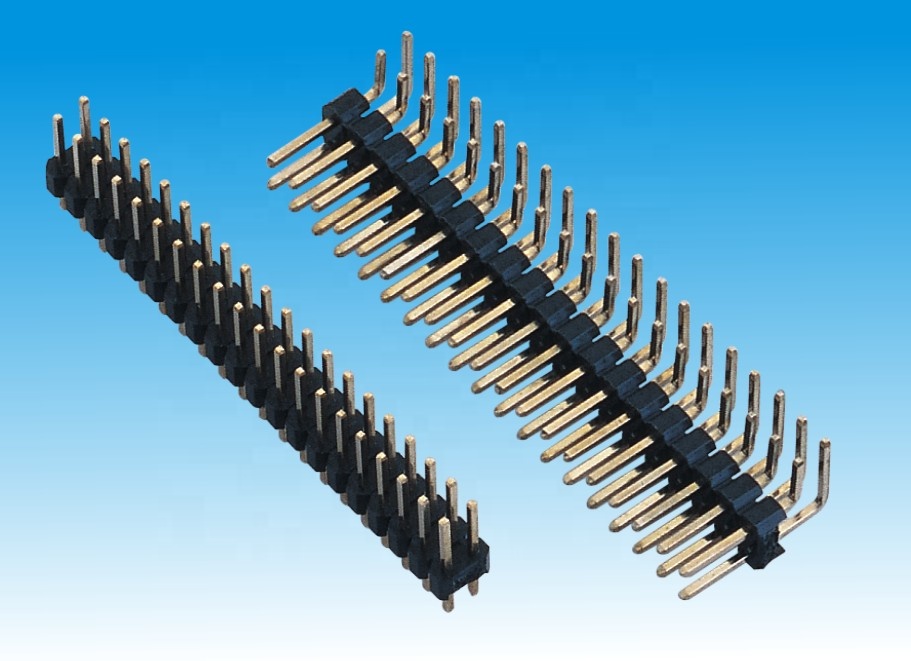 2.54mm Pin Header Dual Row Stright Type Gold Plated LCP Pcb Connector