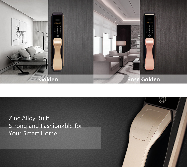 Biometric Recognition Automatic Door Lock Rose Golde Double Security Protection