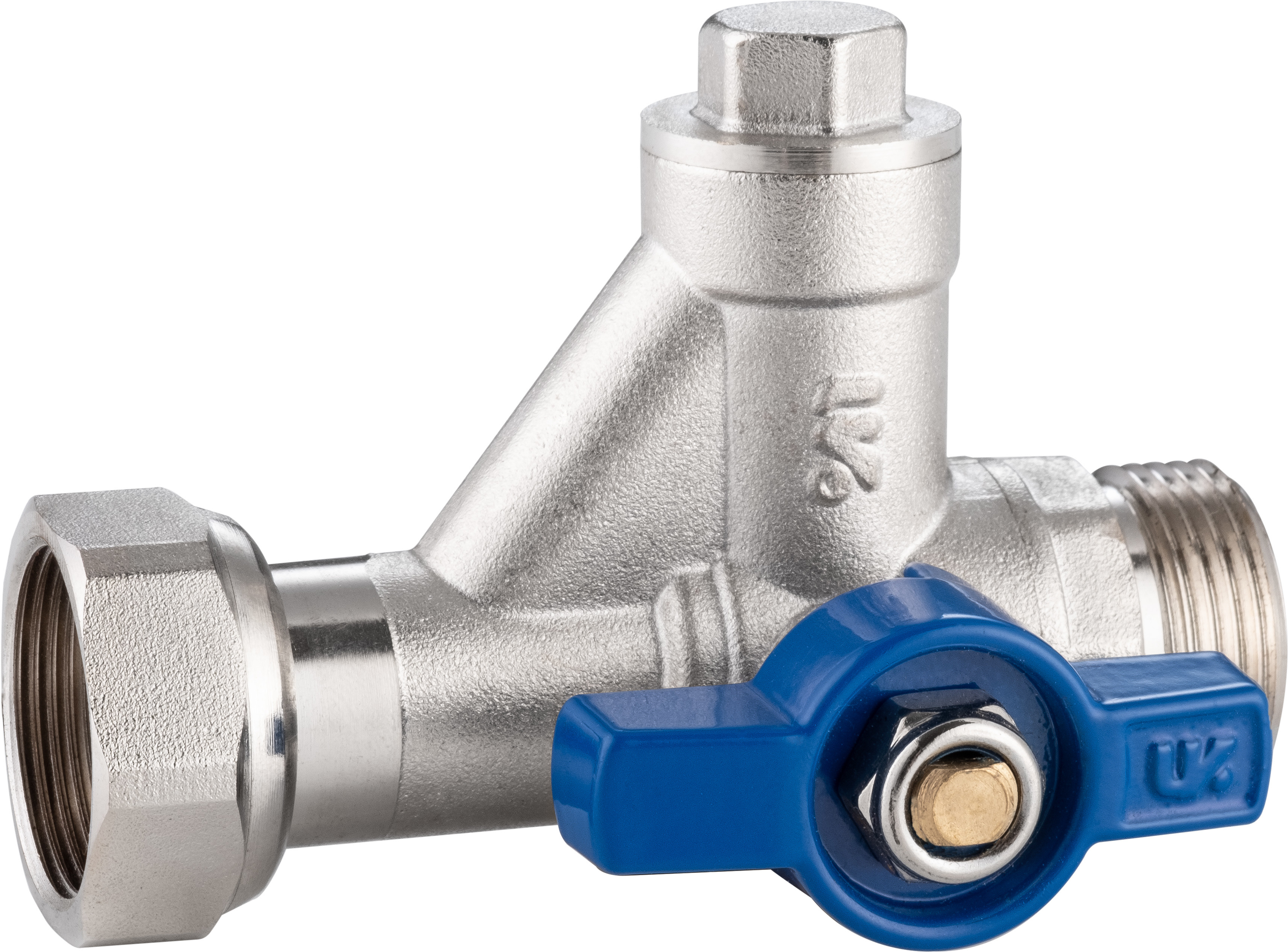 5402B Gas Stove Strainer Valve Brass Ball Valve DN20 for Return Hot Water with Plastic Pipe Adapter x Flex. Female Nut