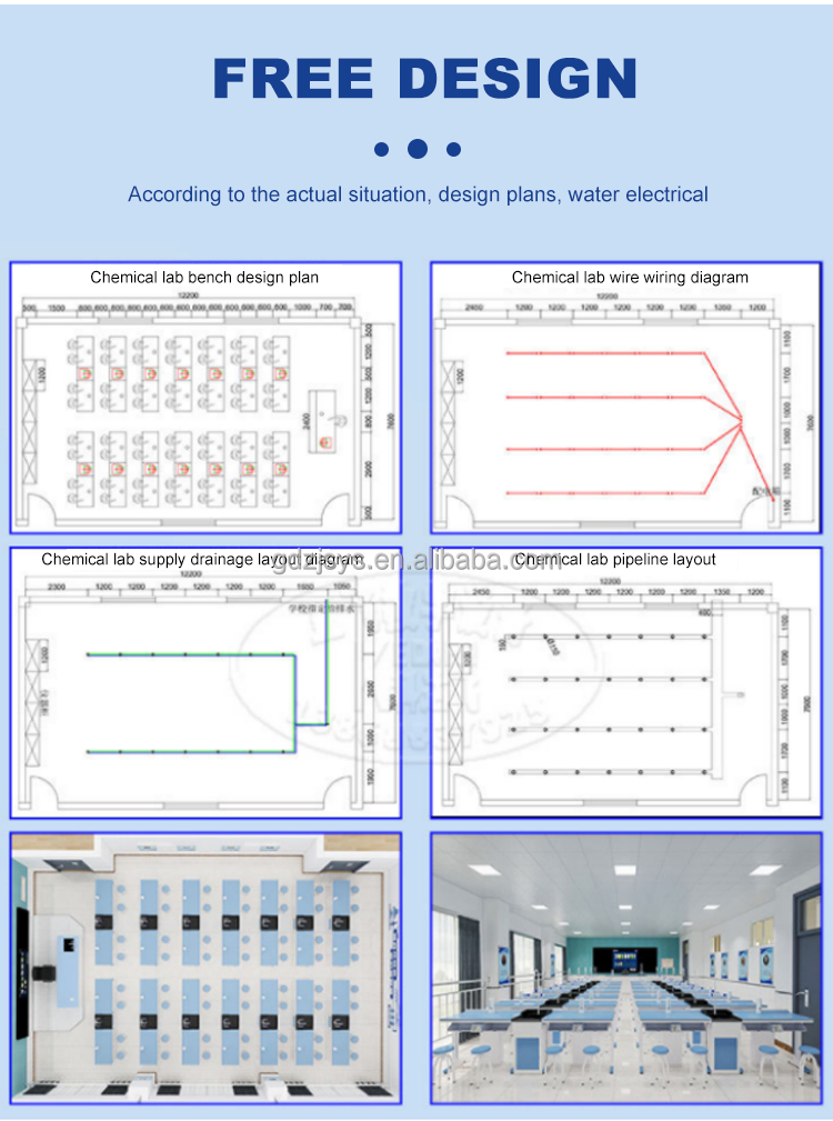 Experiment Function Chemistry Lab Furniture Powder Coating 1200*600*780mm
