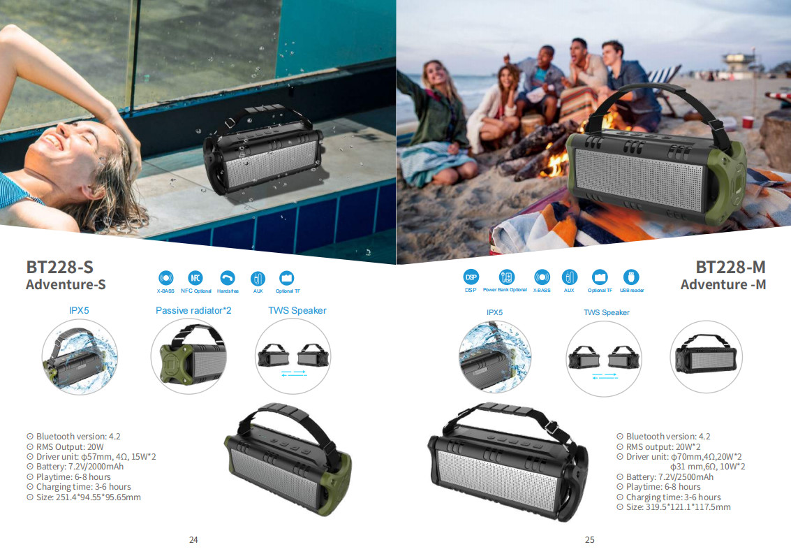 60W Waterproof IPX5 Bluetooth Wireless Speaker with TWS, DSP, TF Card, Equalizer & Subwoofer