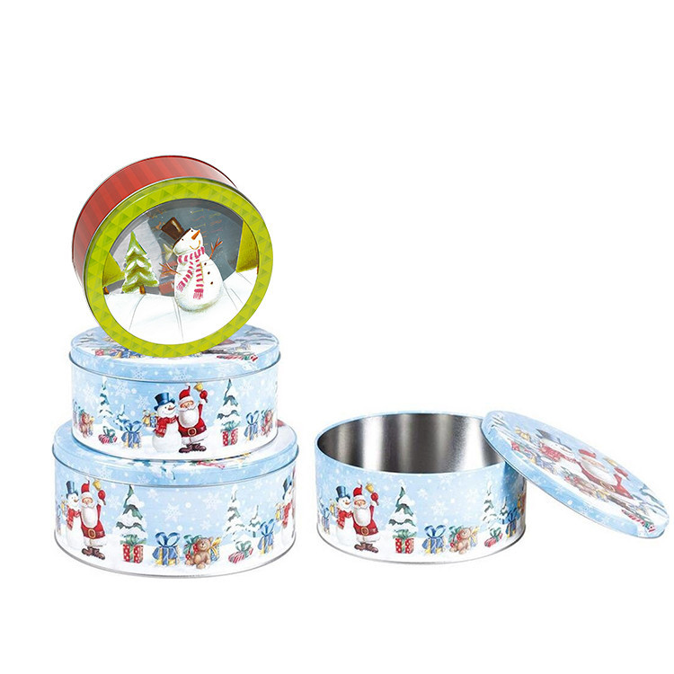 Large Metal Cookie Tin Vintage Tin Boxes for Cookies Wholesale Round Tin Containers with Lids