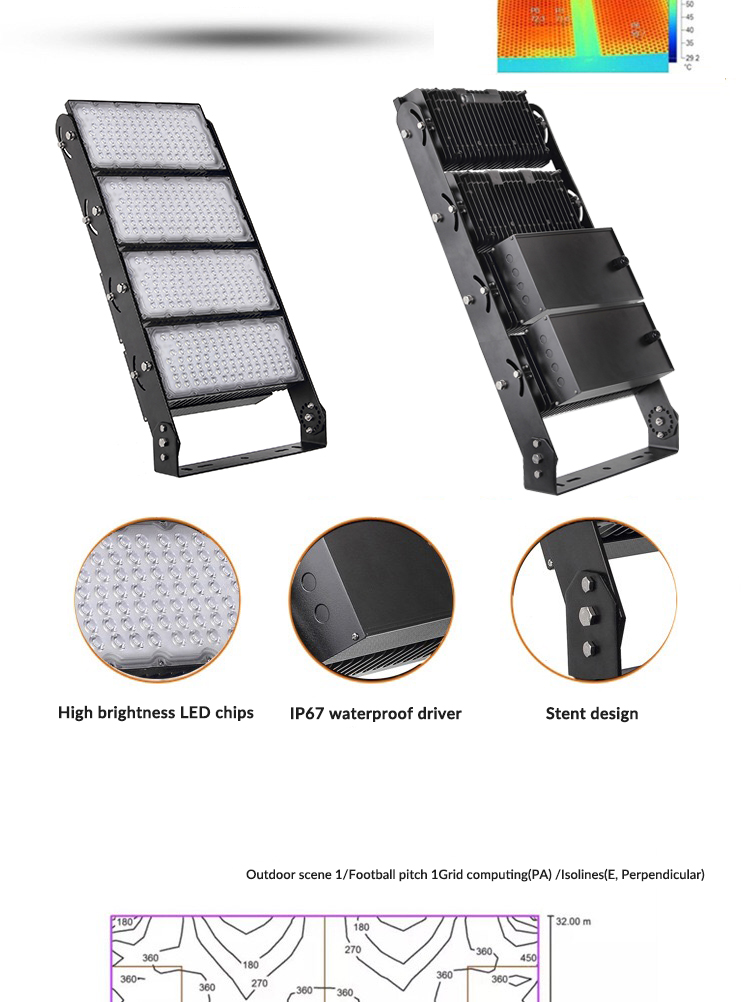Heavy Duty LED Stadium Light 75000lm 500W Football Floodlight For Tennis Court