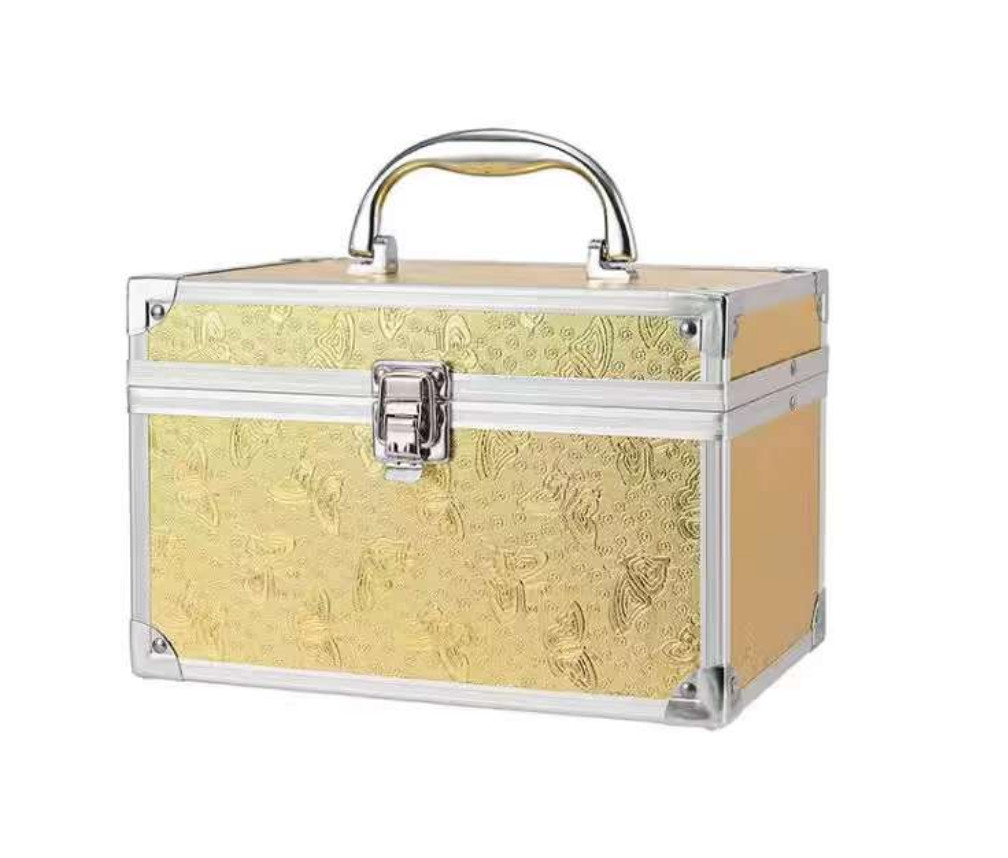 Makeup Suitcase Cosmetic Box Makeup Nails Polish Case Mini Aluminum Durable Diamonds Luxury Metal Cosmetic Case Number