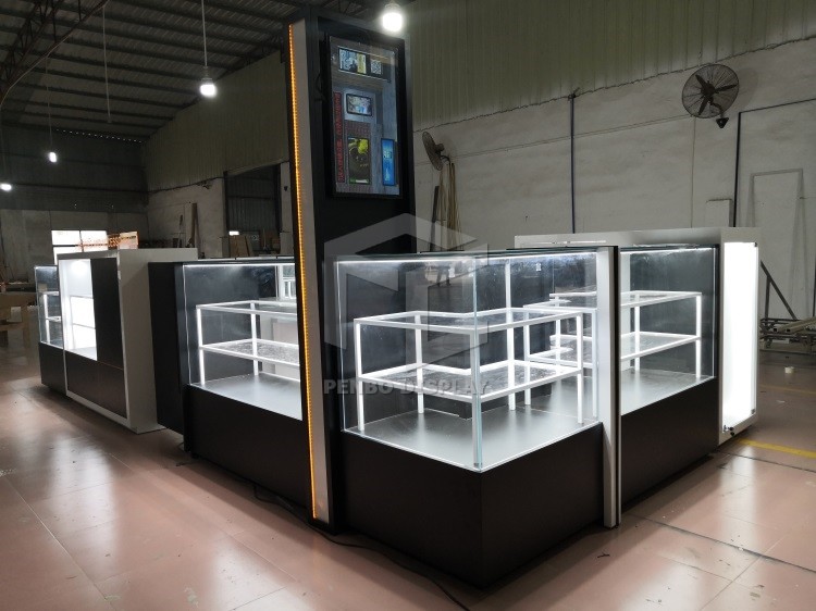 MDF Mobile Phone Display Showcase Cabinet ODM Free Design