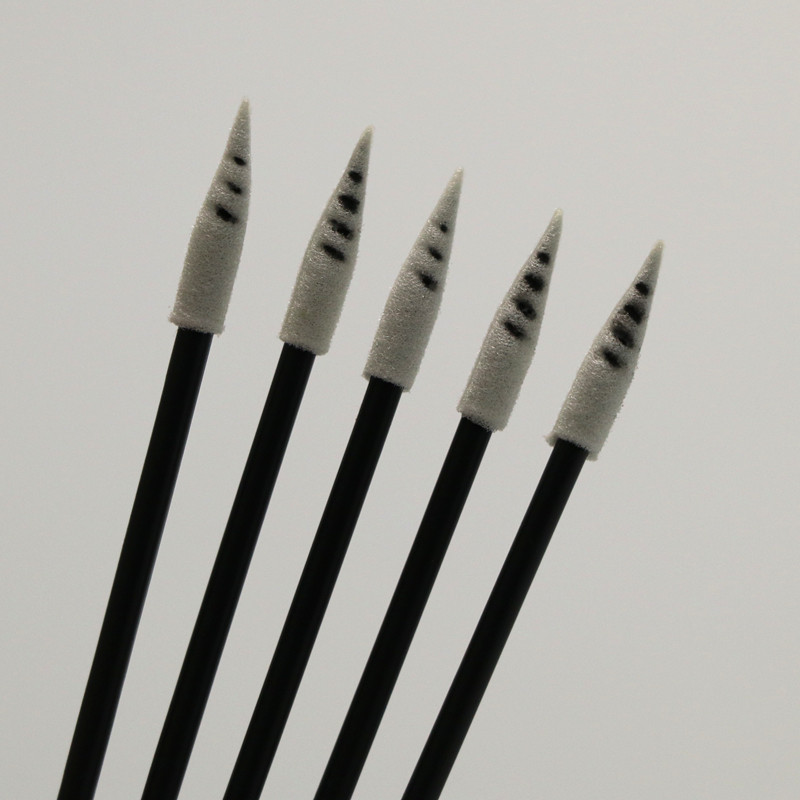 Thermal Bonded Black Cotton Swabs Spiral Head Cleanroom Foam Swabs