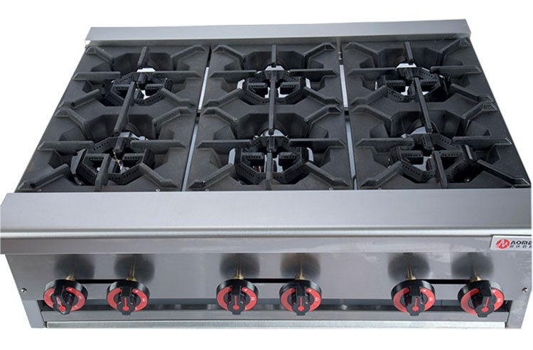 Silver Industrial Countertop Gas Burner for Easy Operation in Restaurant Kitchen Stoves