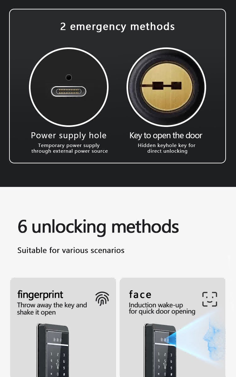 Digital Wifi House Door Lock Face Recognition Smart Door Lock With Camera