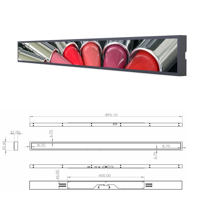37 Inch Stretched LCD Display Digital TFT LCD Monitor For Elevator Bus Advertising