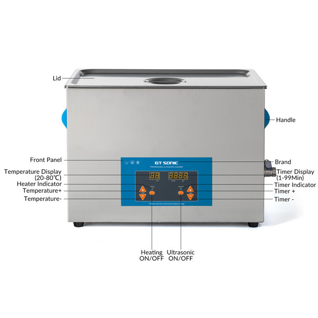 GT SONIC 27L Digital Ultrasonic Cleaner LED Display With Ceramic Heaters