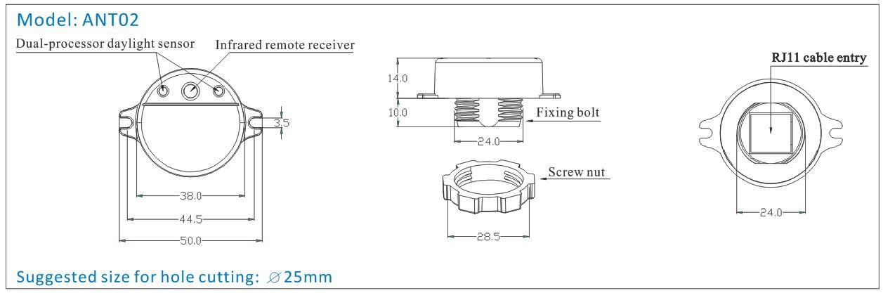 Tri - Level Dimming Control AC Motion Sensor Switch Detached Antenna head