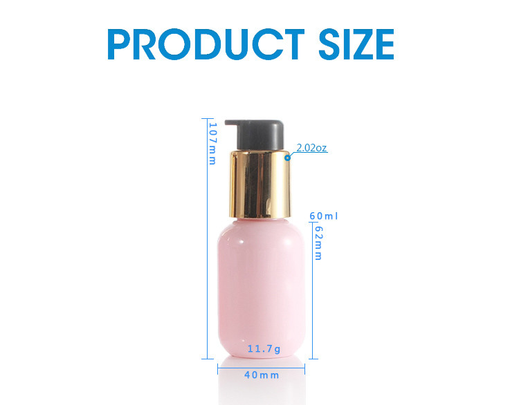 60ml Pink Round Cosmetic Lotion Bottle Electroplating Golden Pump