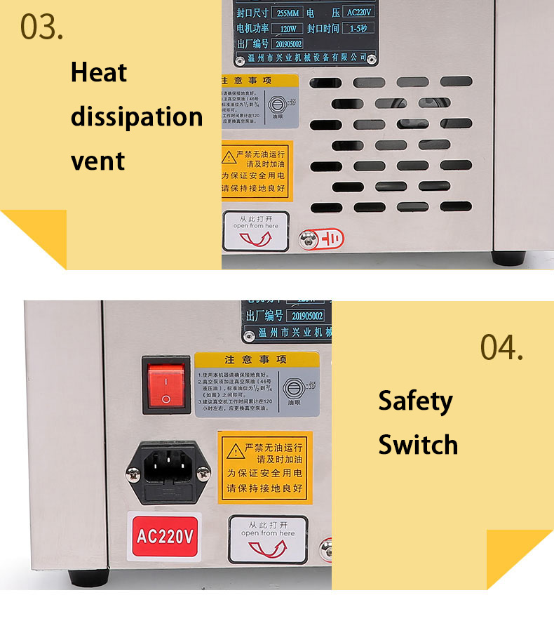 Design Vacuum Chamber Nitrogen Gas Flushing Food Vegetable Meat Pouch Sealing Machine
