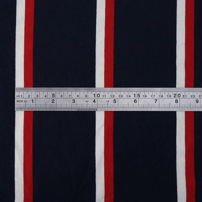 Low Shrinkage Yarn Dyed Stripe Knit Fabric 100% Cotton Texture 40S