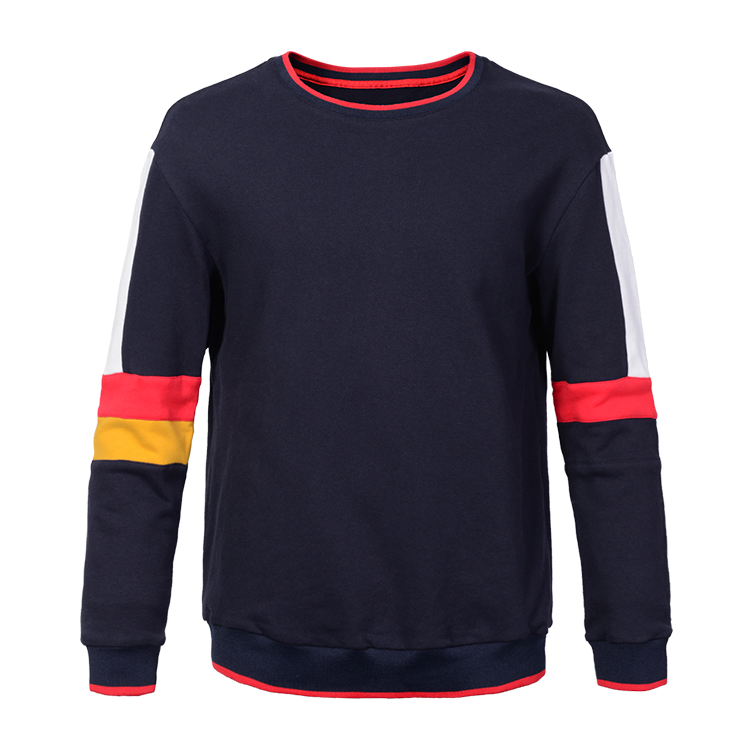 Multi Color Men'S Roundneck Sweatshirts , Navy Blue Pullover Sweatshirt Windproof