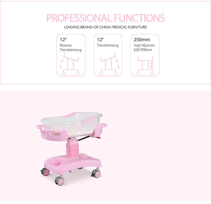 Hydraulic Multifunction Adjustable Newborn Medical Bed ICU Children Pediatric Bed ABS Plastic Baby Hospital Crib