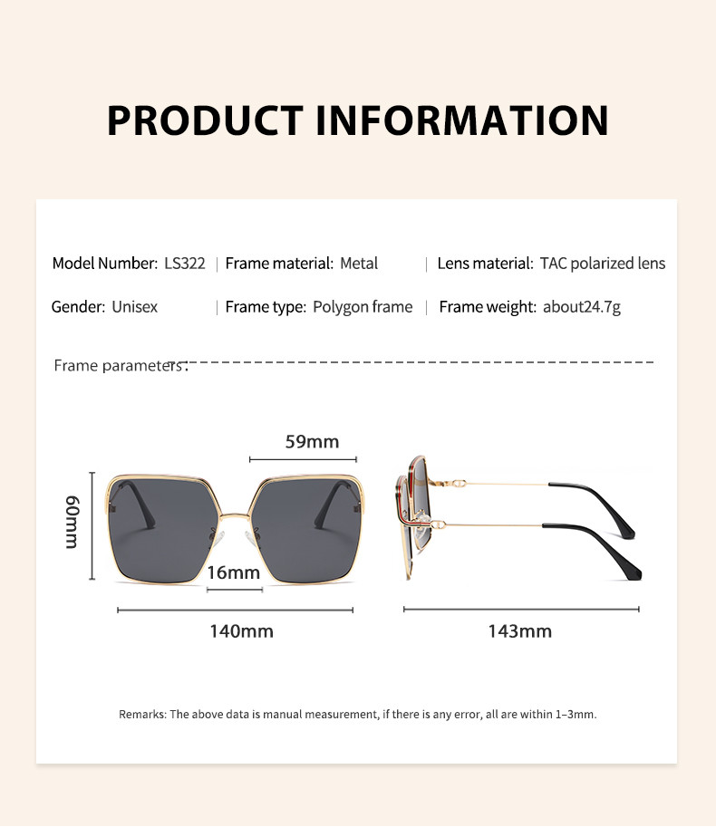 Women'S Metal Frame Sunglasses Polygonal Driving UV Blocking TAC Lens
