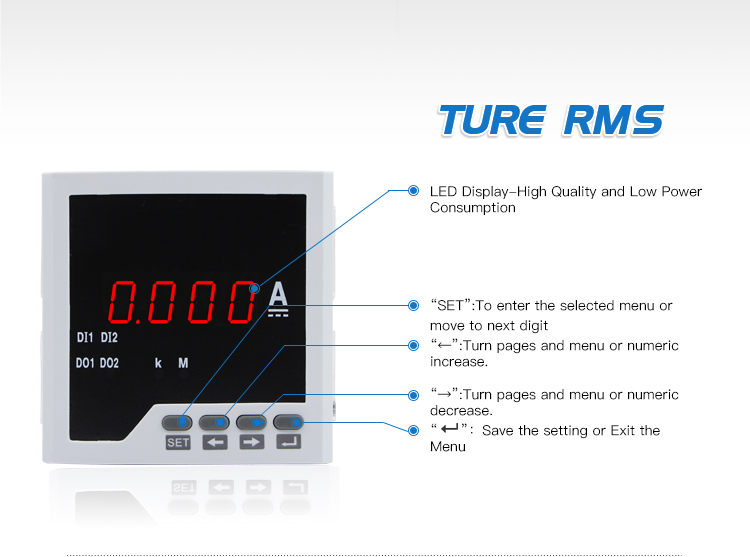 96*96 mm DC LED Current Ampere Meter 0-5Adc