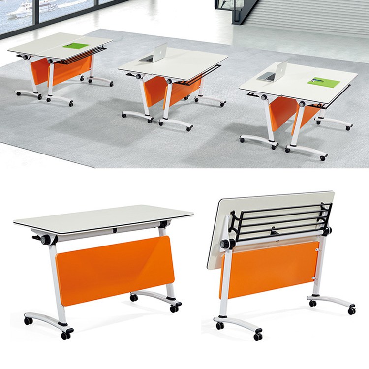Foldable Conference Room Table Stand Workstation Desk with E1 MDF/MFC Melamine Board