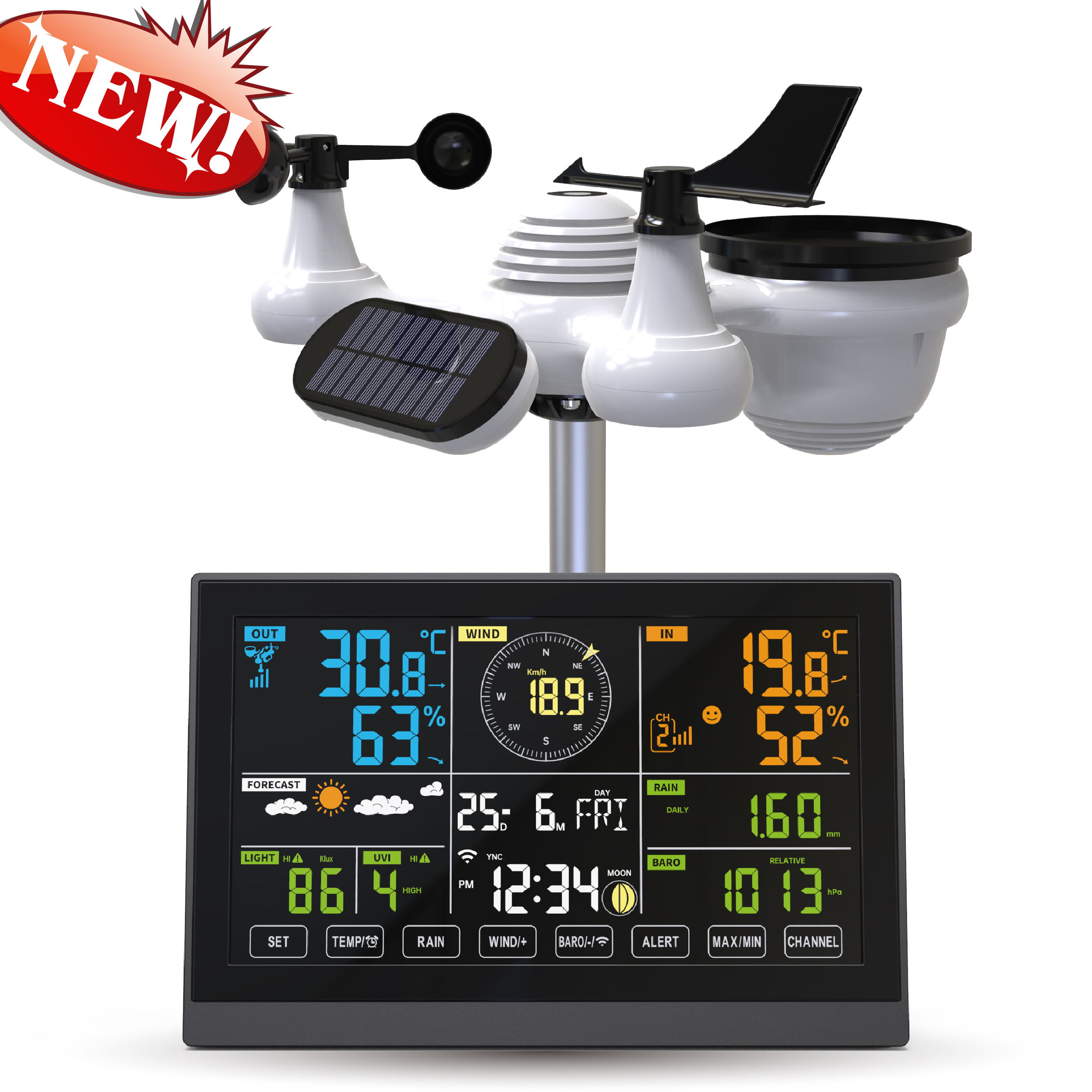 Remote Weather Station UVI Light Wireless Weather Station With Rain Gauge 7 In 1